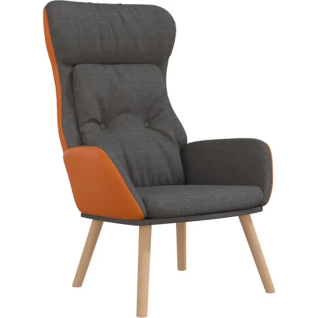 vidaXL Relaxstoel - stof - en - PVC - donkergrijs