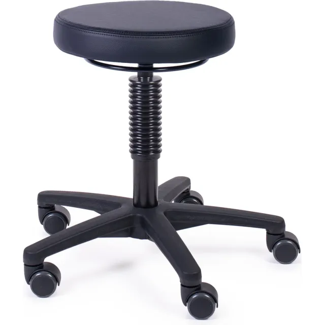 MTM tabouret JORD 160-N - zwart kunstleer - kunststof kruisvoet - op wielen - zithoogte 47–62 cm