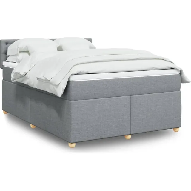 vidaXL Boxspring met matras stof lichtgrijs 160x200 cm grijs