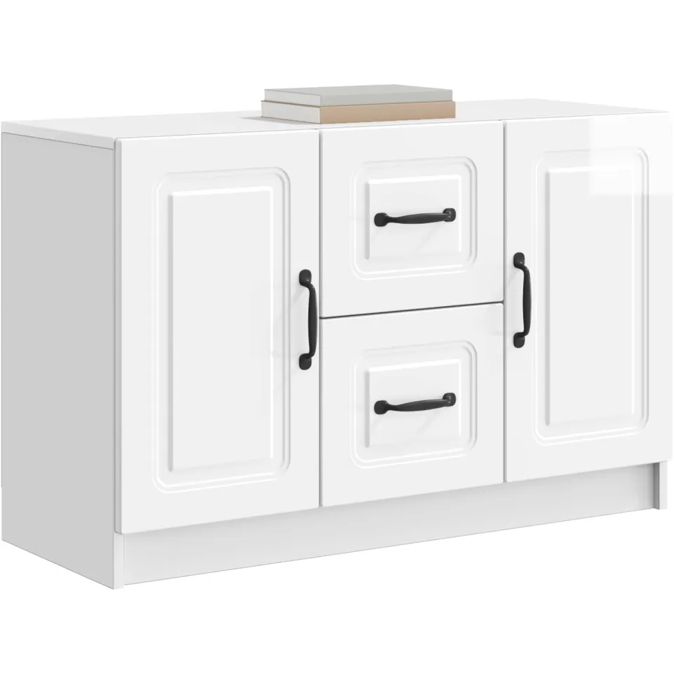 vidaXL Dressoir Hoogglans Wit 89 x 34,5 x 57 cm Bewerkt hout