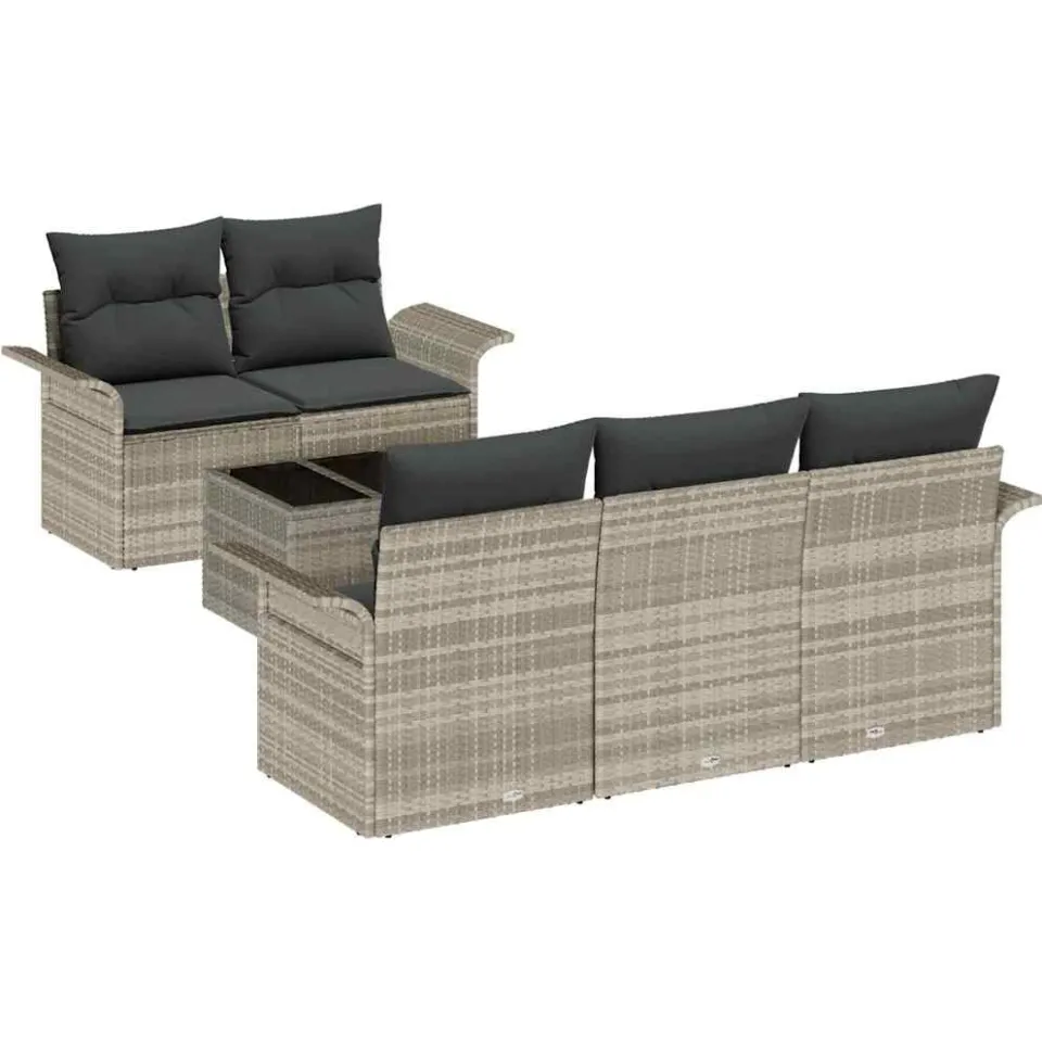 vidaXL Bankstel 6 st Lichtgrijs poly rattan