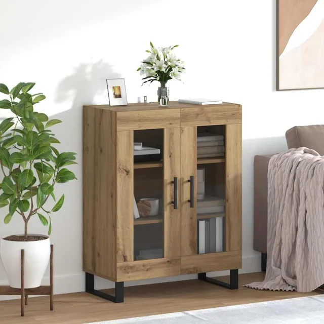 vidaXL Dressoir Artisan Eiken 69,5 x 34 x 90 cm Bewerkt hout Bruin