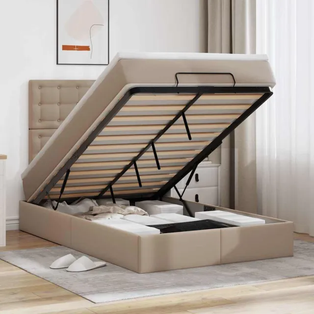 vidaXL Ottoman bed met matras en LED's 120x200cm kunstleer bruin