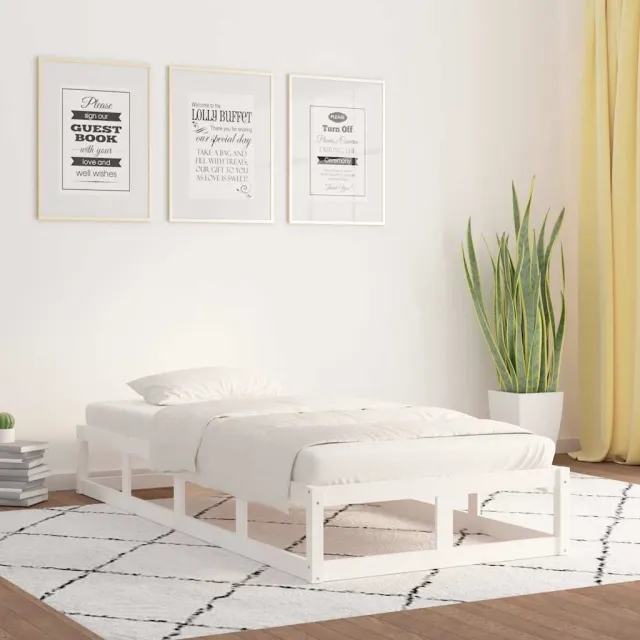 vidaXL Bedframe massief hout wit 75x190 cm