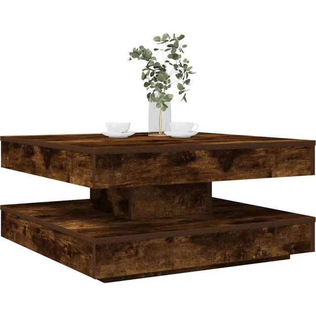 vidaXL Salontafel 360 graden draaibaar 70x70x34,5 cm gerookt eiken Bruin