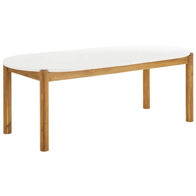 Artichok Teresa houten tuintafel naturel met terazzo blad - 210 x 95 cm Wit