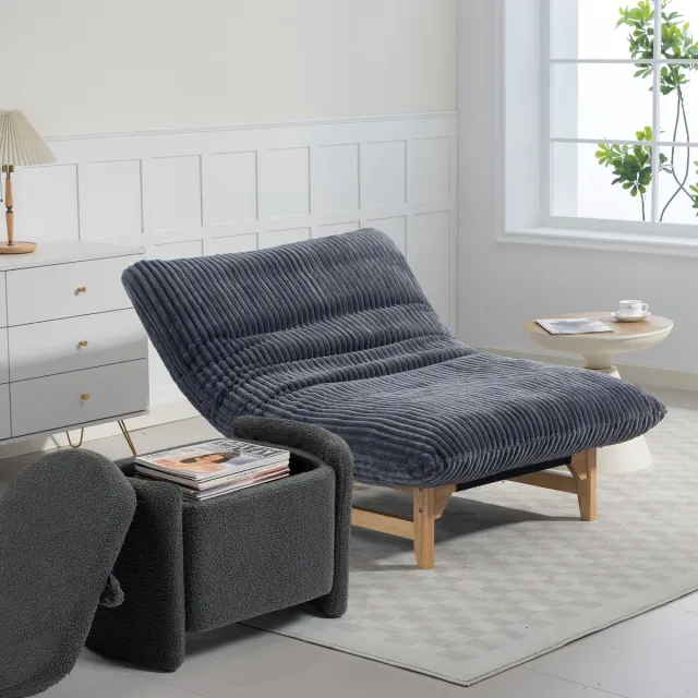 YYchan lounge zitzakstoel voor volwassenen - grijs corduroy - losse fauteuil - 100x120x76 cm