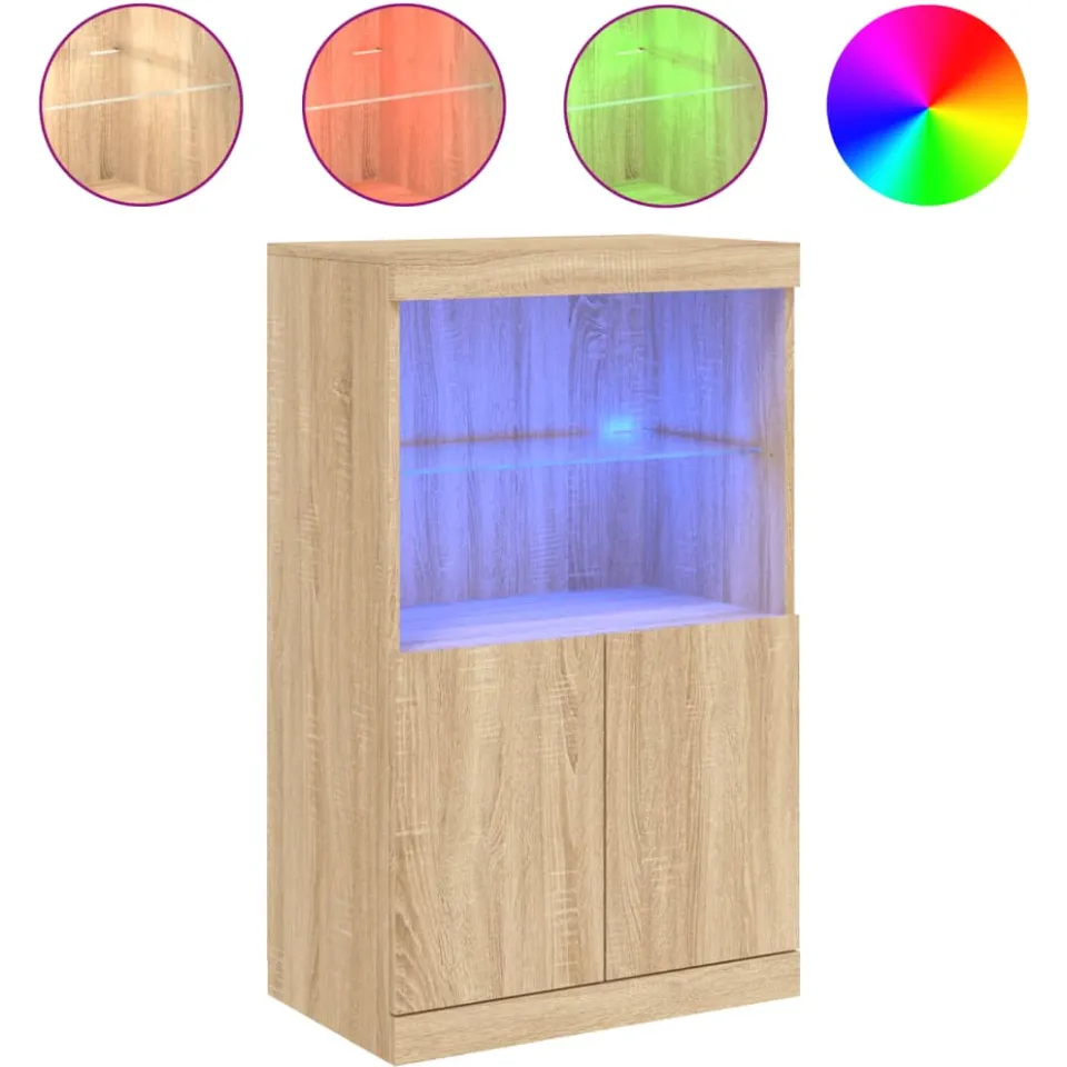 vidaXL Dressoir met LED-verlichting 60,5x37x100 cm sonoma eikenkleurig, foto 4
