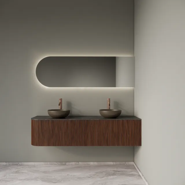 Gliss Design Badkamermeubelset Gliss Design Alluro 160 cm Rechts Walnut Bruin