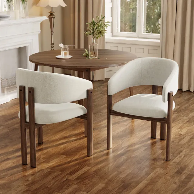 CHICFURN Eetkamerstoel - Met armleuningen - Metalen frame - Beige
