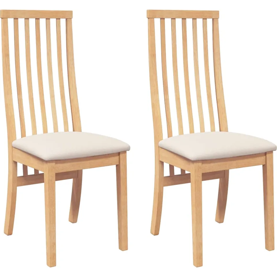 vidaXL Eetkamerstoelen met kussens 2 st massief hout rubber Bruin