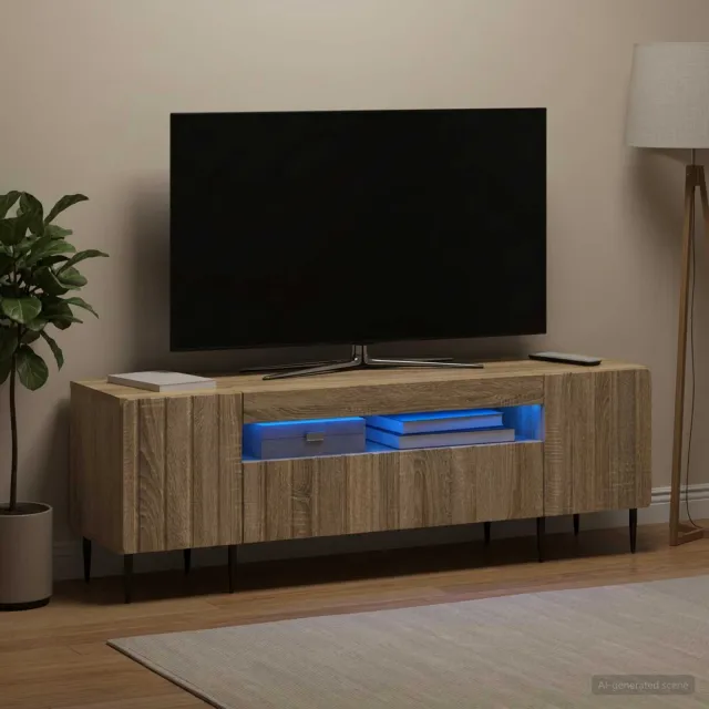 vidaXL LED tv-meubel ZWOLLE 153 x 35 x 43 cm Sonoma Eiken Bewerkt hout, foto 2