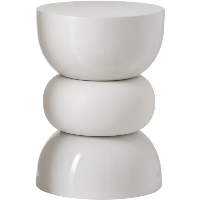 J-Line Glanzende en matte bijzettafel - ijzer - ecru Beige