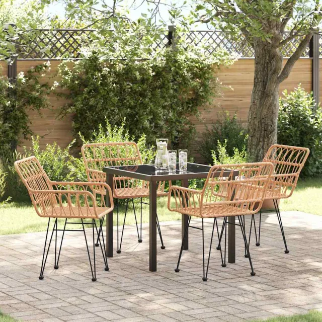 vidaXL Tuin eettafelset 5 st Bruin Gepoedercoat staal