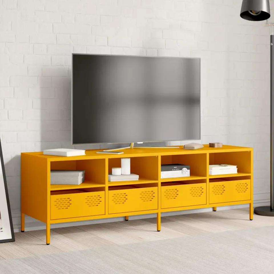 vidaXL Tv-meubel 135x39x43,5 cm koudgewalst staal mosterdgeel, foto 2