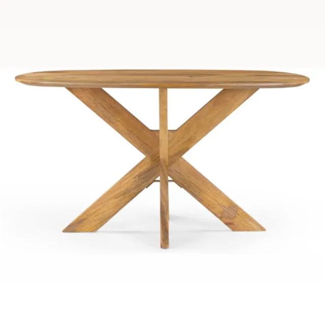 Benoa Eettafel Deens Ovaal Runa mangohout met Houten Onderstel 140x90x76 cm Naturel
