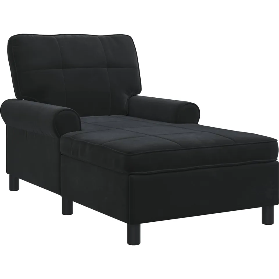 vidaXL Chaise Lounge Zwart Fluweel 91 x 157 x 91 cm, foto 4