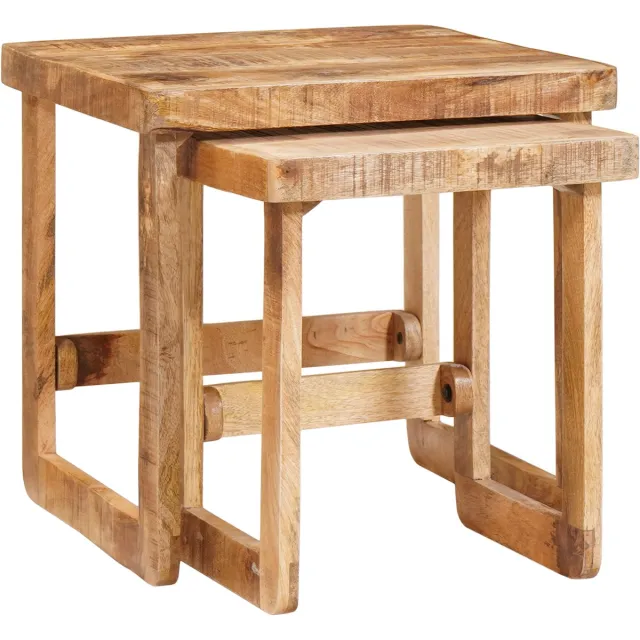 vidaXL Nesttafels - 2 - st - Bruin - 46 - x - 46 - x - 45 - cm - Massief - Mango - Hout