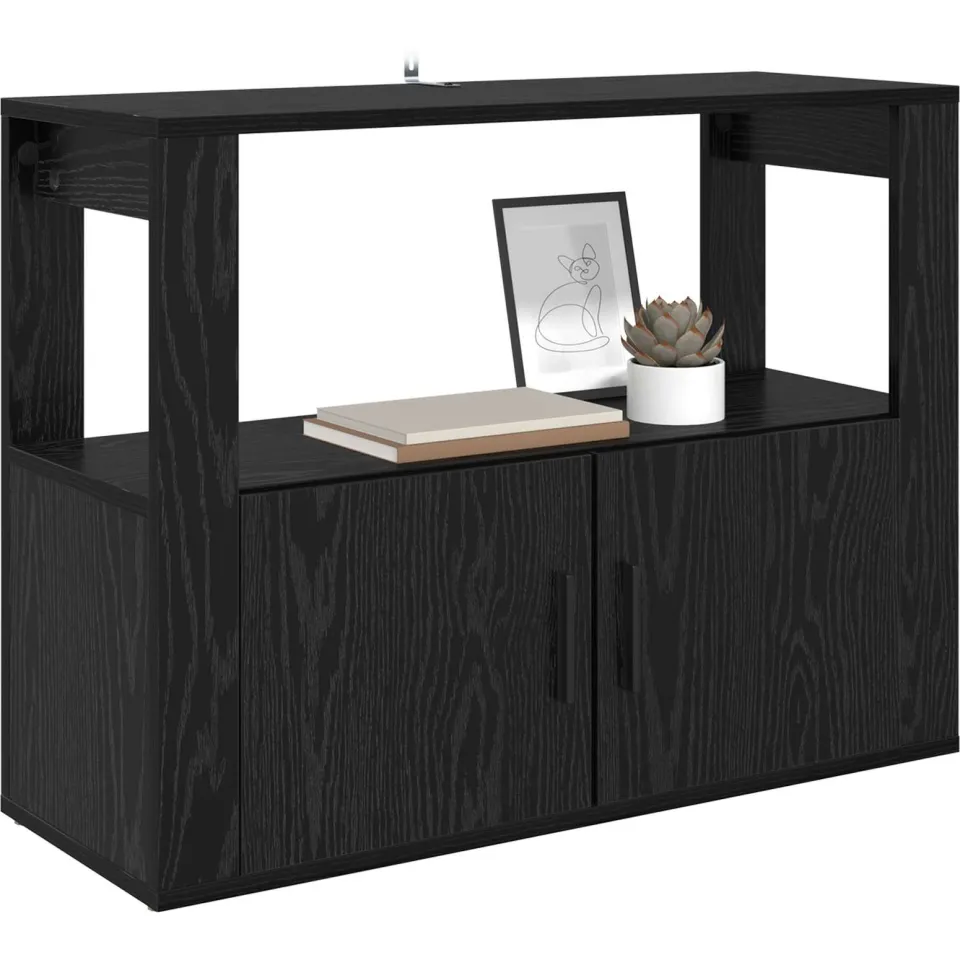 vidaXL Dressoir Zwart eiken 80 x 30 x 60 cm Bewerkt hout