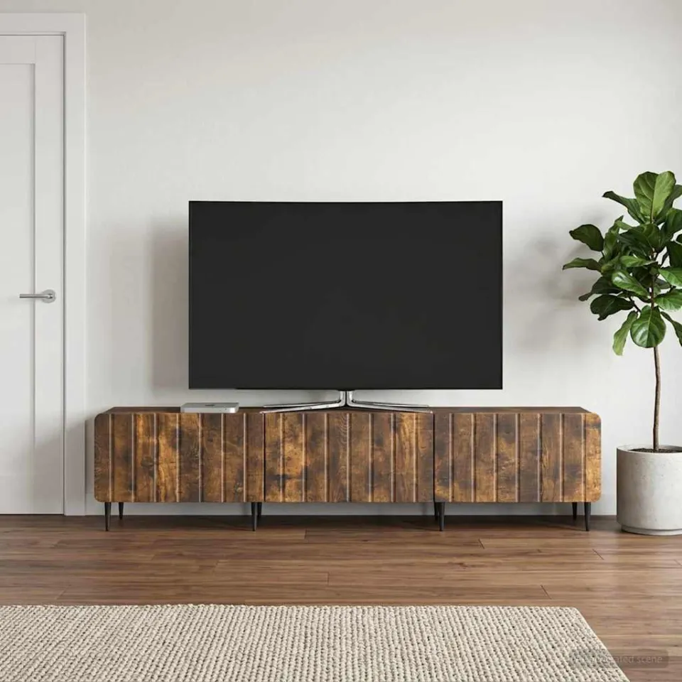 vidaXL TV-kast met lade Gerookt eiken 147 x 34,5 x 32 cm Bewerkt hout, foto 4