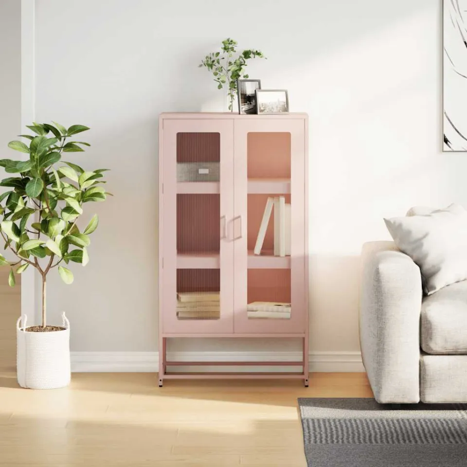 vidaXL Hoge kast 68x39x123 cm staal roze, foto 3