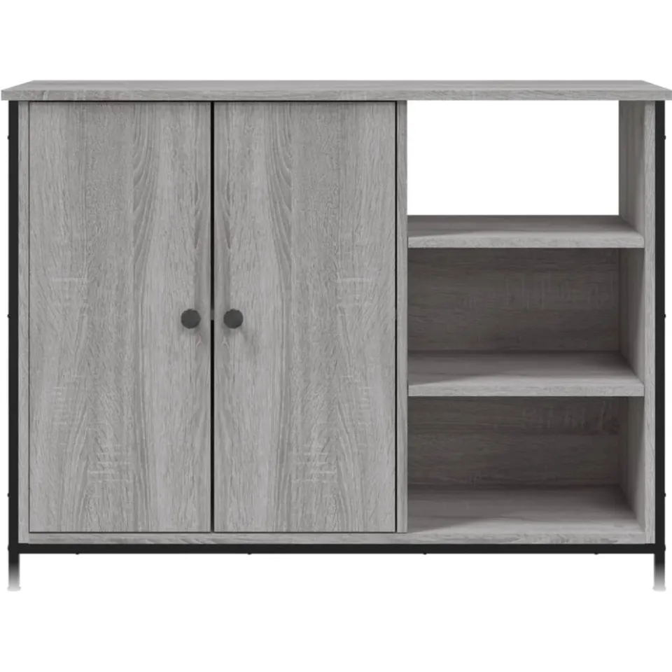 vidaXL Dressoir 100x33x75 cm bewerkt hout grijs sonoma, foto 4
