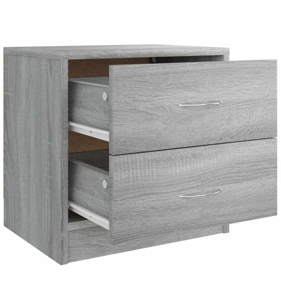vidaXL Nachtkastje 40x30x40 cm bewerkt hout grijs sonoma eikenkleurig, foto 3