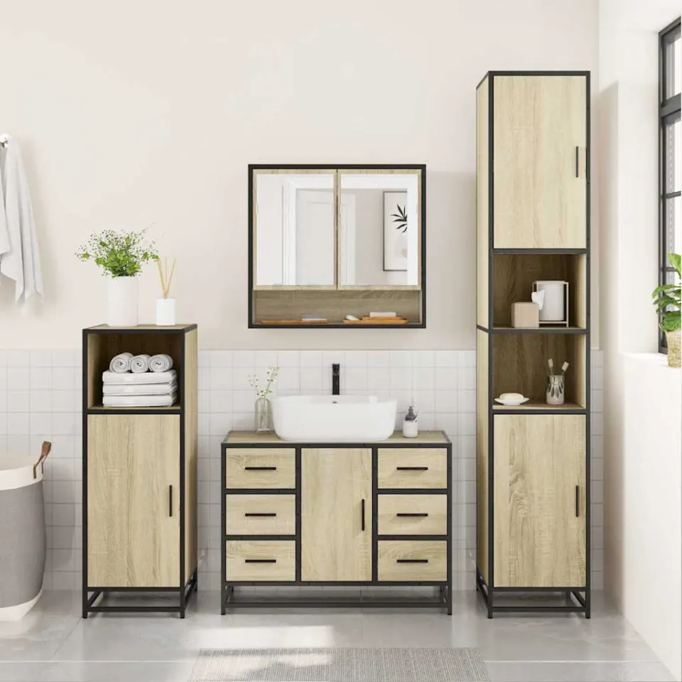 vidaXL 2-delige Badkamermeubelset bewerkt hout sonoma eikenkleurig, foto 4