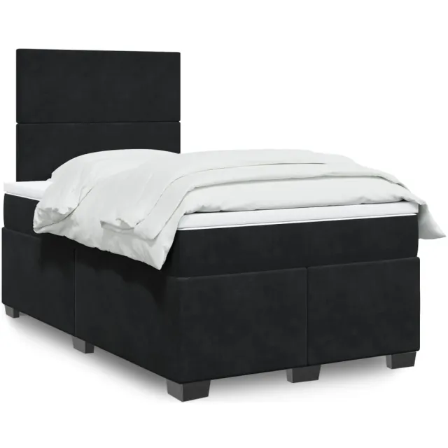 vidaXL Boxspring met matras fluweel zwart 120x190 cm