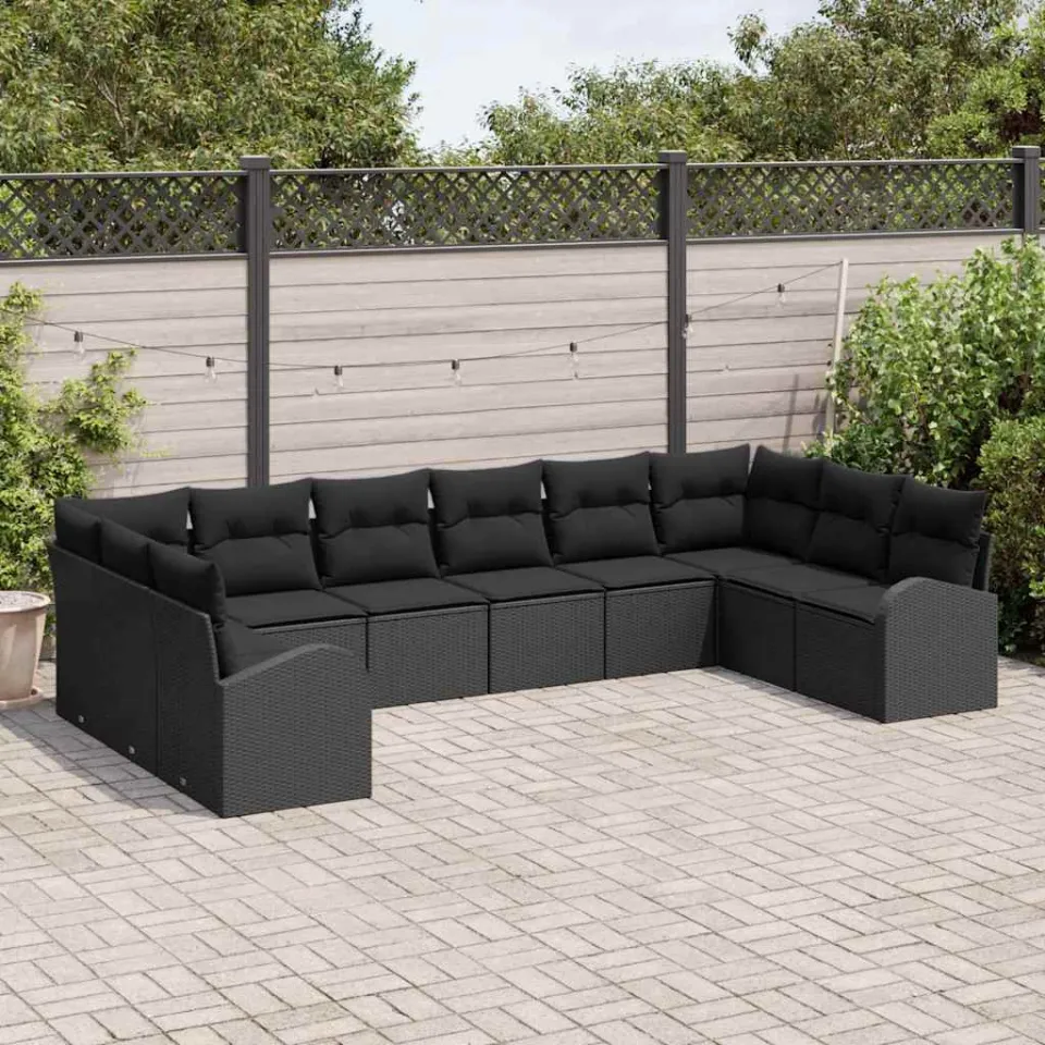 vidaXL Bankstel 10 st Zwart [Synthetisch]: Polyrattan, foto 3