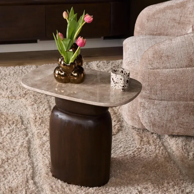 Starfurn Bijzettafel Silva Bruin Marmer 56 cm