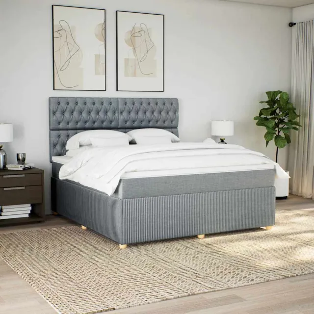 vidaXL Boxspring met matras stof lichtgrijs 180x200 cm grijs