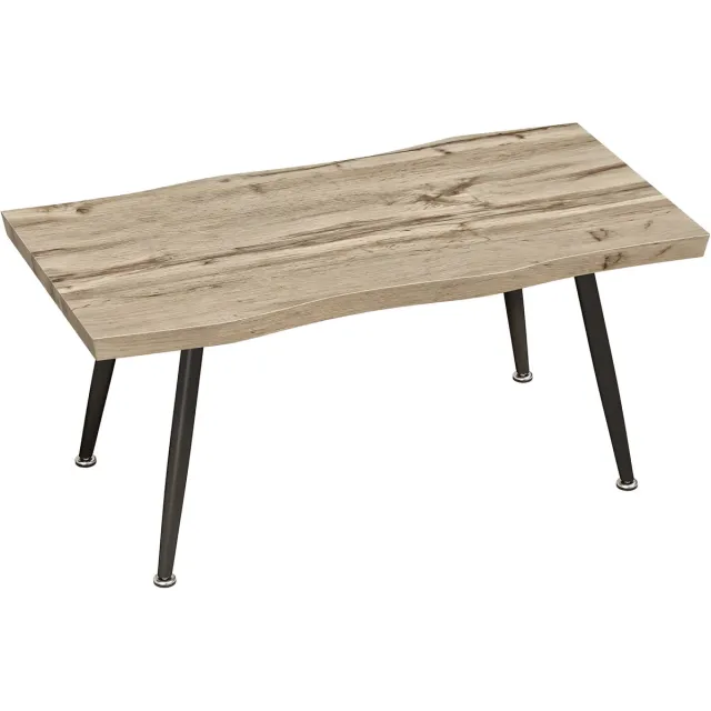 Homona Salontafel - Met stalen poten en 4 cm dik blad - 100 x 50 x 45 cm - Eikenoptiek en zwart Bruin