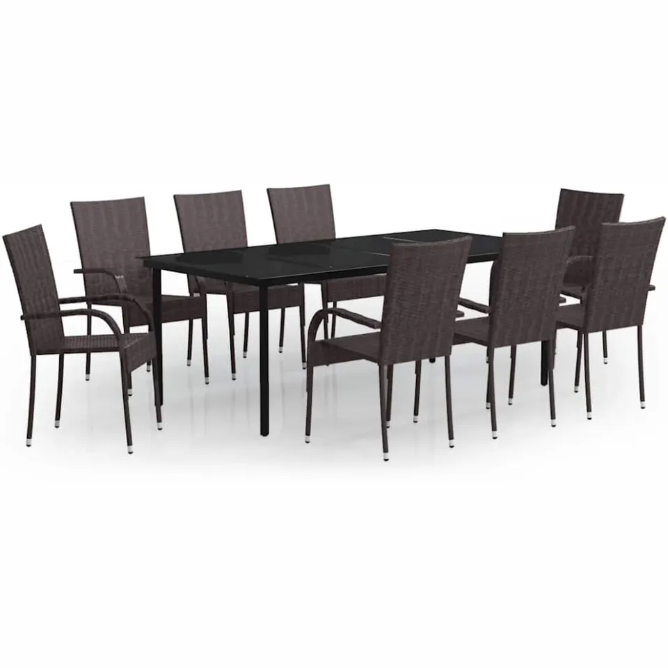 vidaXL 9-delige Tuinset bruin en zwart, foto 3