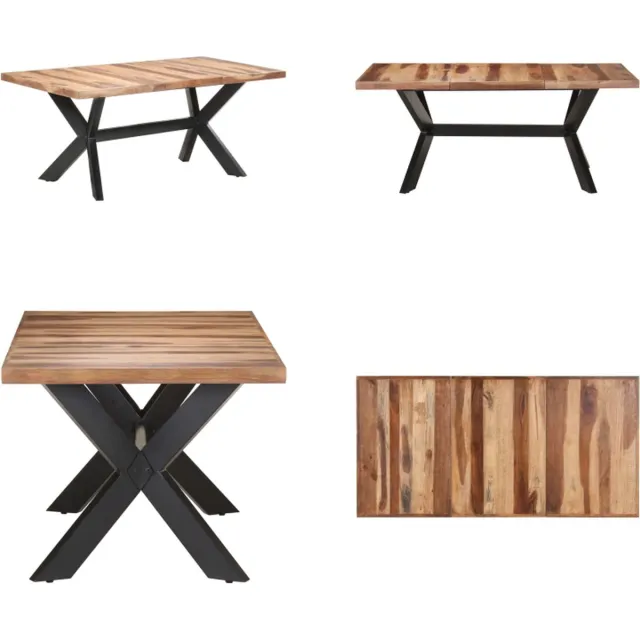 vidaXL Eettafel - 180x90x75 - cm - massief - hout - met - honingkleurige - afwerking Bruin