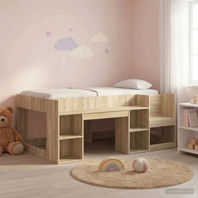 vidaXL Jeugd bedframe met opbergruimte Sonoma Eiken 80 x 160 cm Bruin