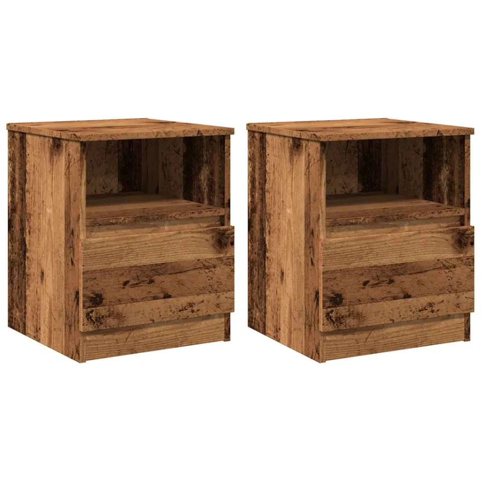 vidaXL Nachtkastjes 2 st 40x40x50 cm bewerkt hout oud houtkleurig Bruin