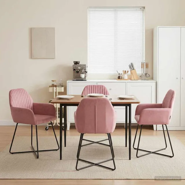 vidaXL Eettafelstoelen 4 st fluweel Roze 55 x 50 x 84 cm
