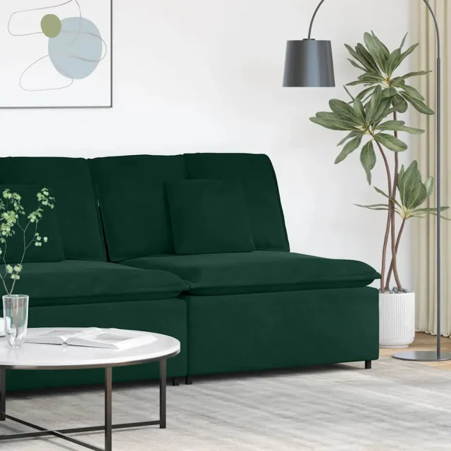 vidaXL Modulaire bank middenmodule met kussens 100 cm donkergroen
