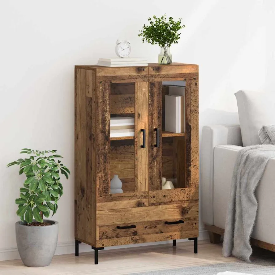 vidaXL Highboard Oud Hout 69,5 x 31 x 115 cm Bewerkt hout bruin, foto 4