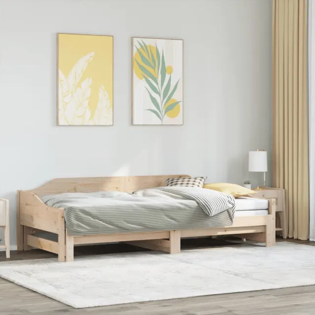 vidaXL Slaapbank met onderschuifbed 90x190 cm massief grenenhout bruin