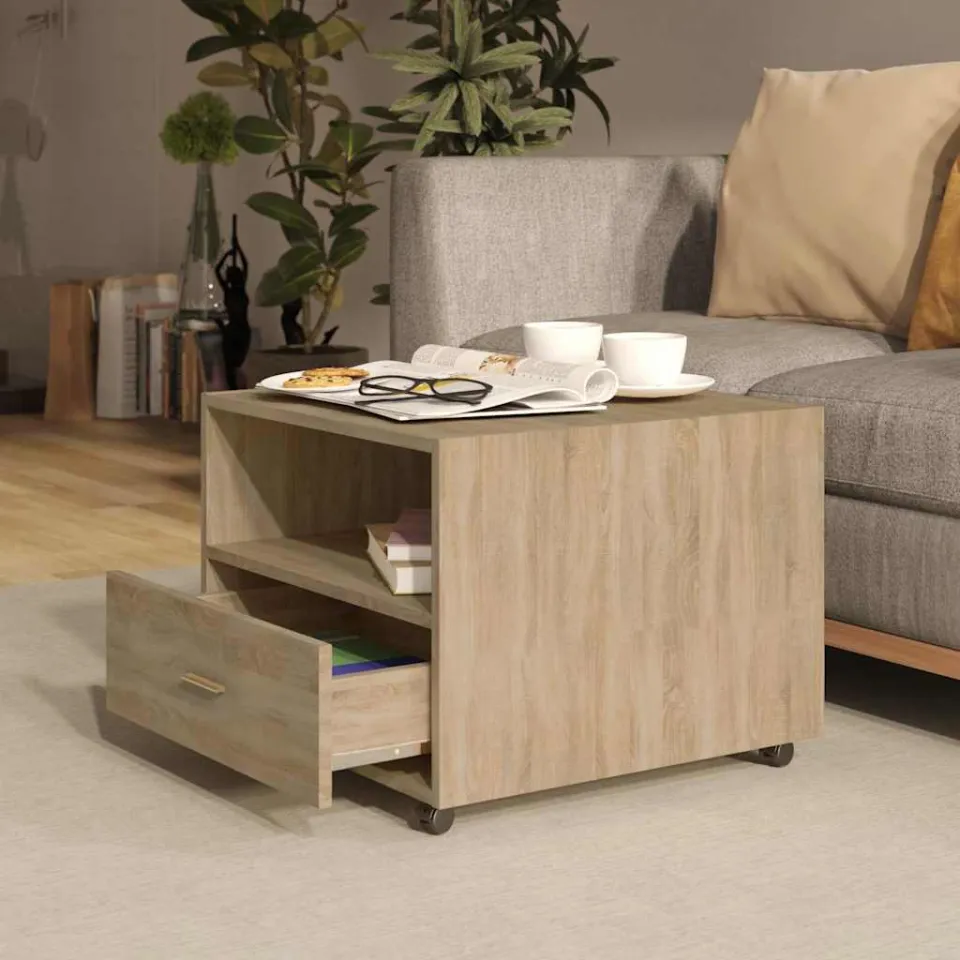 vidaXL Salontafel 55x55x40 cm bewerkt hout sonoma eikenkleurig Bruin