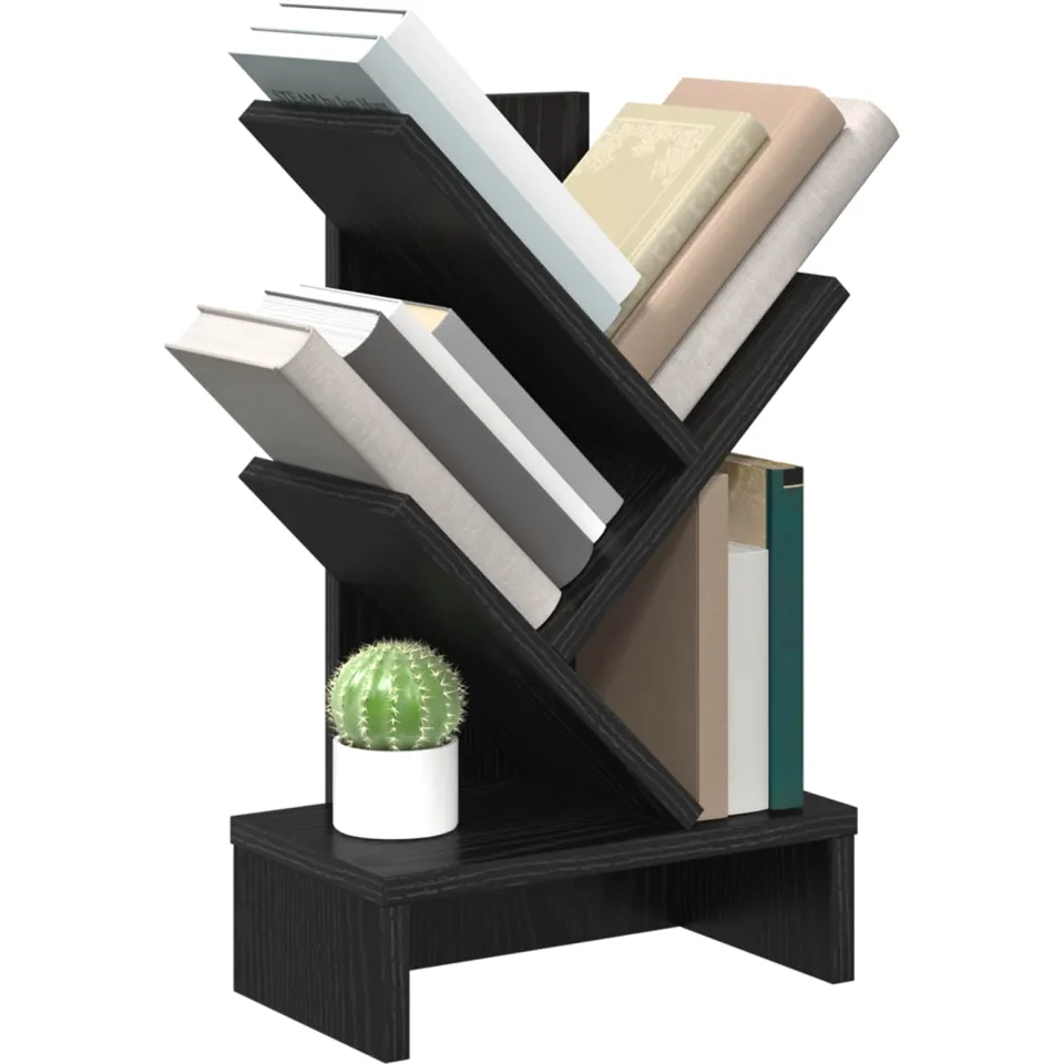 vidaXL Boomvormige boekenplank met 3 planken 30 x 18 x 48 cm Zwart
