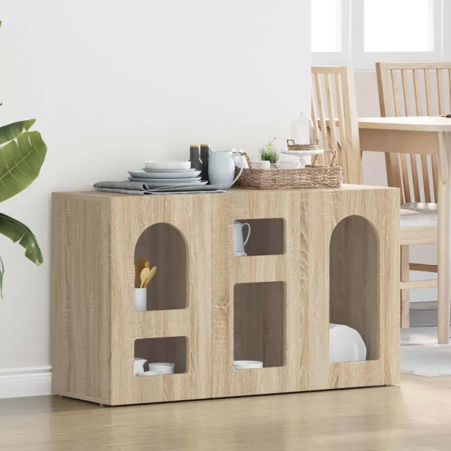 vidaXL Dressoir ELST Sonoma Eiken 100 x 35 x 59 cm Bewerkt hout, foto 2