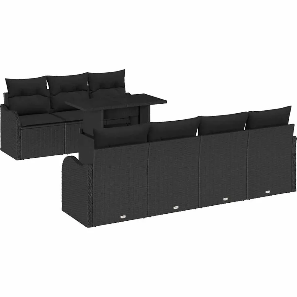 vidaXL Tuin Sofa Set 8 st Zwart poly rattan