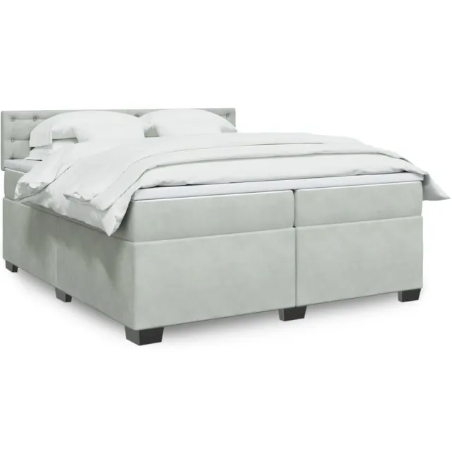 vidaXL Boxspring met matras fluweel lichtgrijs 200x200 cm grijs