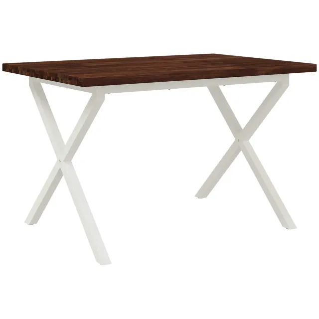 vidaXL Vierkante - Eettafel - 120 - x - 80 - x - 75 - cm - Massief - Acacia - Hout Donkerbruin en Wit