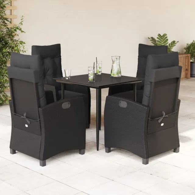 vidaXL 5-delige Tuinset met kussens poly rattan zwart, foto 2