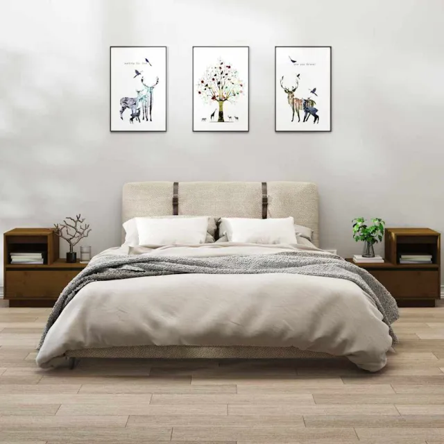 vidaXL Nachtkastjes 2 st 60x34x51 cm massief grenenhout honingbruin bruin, foto 2