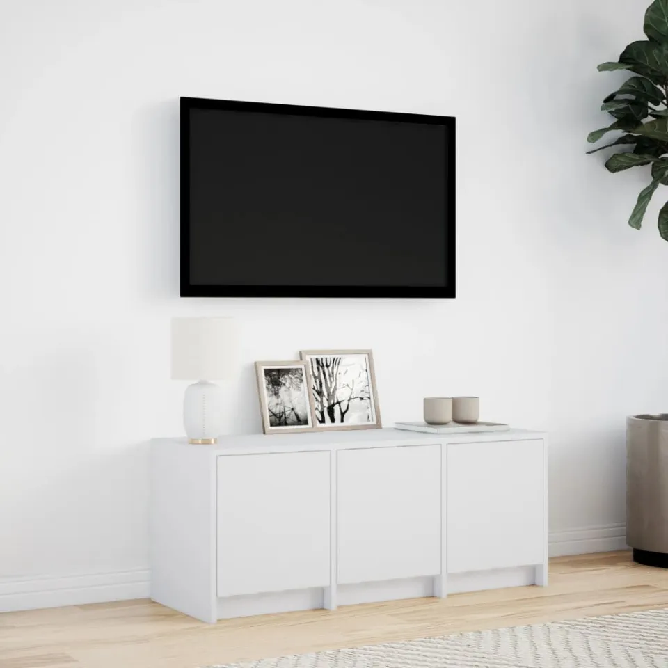 vidaXL Tv-meubel met LED 97x34x40 cm bewerkt hout wit, foto 2